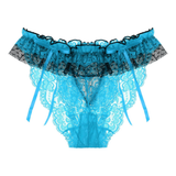 Male Erotic Bowknot Ruffles Lingerie / See Through Floral Lace Low Waist Underpants for Men - EVE's SECRETS