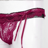 Male Erotic Bowknot Ruffles Lingerie / See Through Floral Lace Low Waist Underpants for Men - EVE's SECRETS