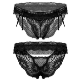 Male Erotic Bowknot Ruffles Lingerie / See Through Floral Lace Low Waist Underpants for Men - EVE's SECRETS