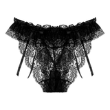 Male Erotic Bowknot Ruffles Lingerie / See Through Floral Lace Low Waist Underpants for Men - EVE's SECRETS