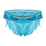 Male Erotic Bowknot Ruffles Lingerie / See Through Floral Lace Low Waist Underpants for Men - EVE's SECRETS