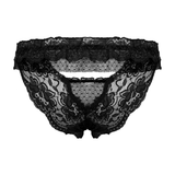 Male Erotic Bowknot Ruffles Lingerie / See Through Floral Lace Low Waist Underpants for Men - EVE's SECRETS