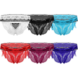 Male Erotic Bowknot Ruffles Lingerie / See Through Floral Lace Low Waist Underpants for Men - EVE's SECRETS