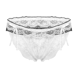 Male Erotic Bowknot Ruffles Lingerie / See Through Floral Lace Low Waist Underpants for Men - EVE's SECRETS