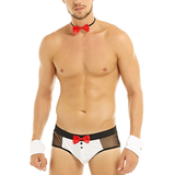 Male Exotic Sex Costume Lingerie / See Through Butt Jockstraps Underwear With Bow Tie