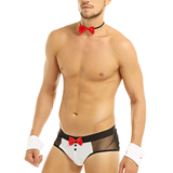 Male Exotic Sex Costume Lingerie / See Through Butt Jockstraps Underwear With Bow Tie - EVE's SECRETS