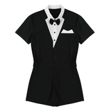 Male Gentleman Jumpsuit Romper With Turn Down Collar / Sexy Waiter Cosplay Clubwear Costume - EVE's SECRETS