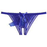 Male Low Rise Crotchless Lingerie / Lace Briefs Elastic Bulge Pouch / Open Butt Bowknot Underwear - EVE's SECRETS