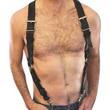 Male PU Leather Body Harness / Men's Black Adjustable Shoulder Belts - EVE's SECRETS