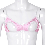 Male Open-Cup Bra With Bow and Spaghetti Straps / Men's Lingerie Underwear - EVE's SECRETS