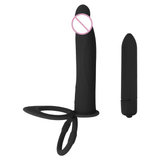 Male Strap-On Dildo with Bullet Vibrator / Double Penetration Dildo for Adult - EVE's SECRETS
