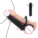 Male Strap-On Dildo with Bullet Vibrator / Double Penetration Dildo for Adult - EVE's SECRETS