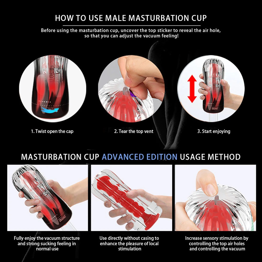 Male Vacuum Masturbation Cup in Three Variants / Pocket Blowjob Masturbator for Men - EVE's SECRETS