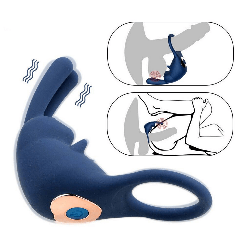 Male 10-Speed Vibrating Rabbit Cock Ring with Clit Stimulation Option / Sex Toys for Couples - EVE's SECRETS