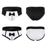 Men's Breathable Soft Satin Lingerie / Sexy Black & White Low Rise Stretchy Briefs Underwear - EVE's SECRETS