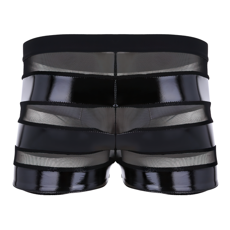 Men's Bulge Pouch Sexy Lingerie Underwear / Faux Leather Wetlook Male Shorts - EVE's SECRETS