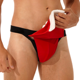 Men's Christmas Low Waist Velvet Panties / Elastic Waistband Open Butt Role Play Costumes - EVE's SECRETS