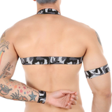 Men's Elastic Body Harness with Metal O-Ring / BDSM Sexy Chest Bondage with Armband and Wristband - EVE's SECRETS