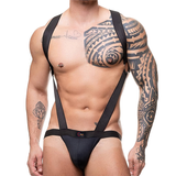 Men's Elastic Shoulder Strap Thong Bodysuit / Sexy Backless Suspender Jockstrap Underwear - EVE's SECRETS