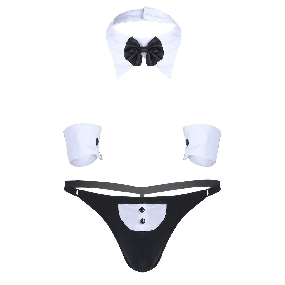 Men's Exotic Lingerie Set / Bowknot Tie Sexy Thong with Bracelets / Male Underwear Costume - EVE's SECRETS