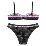 Men's Exotic Lingerie Set / Spaghetti Straps Ruffles Bra Top With Underwear Panties - EVE's SECRETS