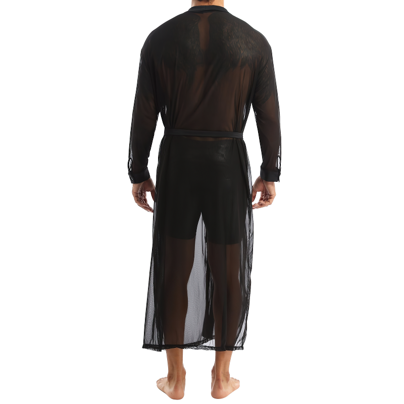 Men's Fashion Open Front Transparent Long Costume / Casual Cloak Top With Long Sleeve Dressing Up - EVE's SECRETS