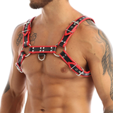 Men's Faux Leather Adjustable Chest Harness / Male BDSM Bondage with Metal Rivets and D-Rings - EVE's SECRETS