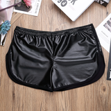 Men's Faux Leather Black Shorts / Glossy Slim Fit Sexy Clubwear / Fitness Pants with Back Pocket - EVE's SECRETS