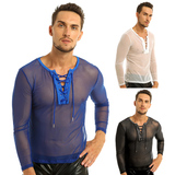 Men's Lace-Up Summer Pullover T-Shirt / Hot Sexy Breathable Casual Undershirt - EVE's SECRETS