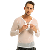 Men's Lace-Up Summer Pullover T-Shirt / Hot Sexy Breathable Casual Undershirt - EVE's SECRETS
