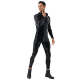 Men's Latex Wet Look Shiny PU Leather Catsuit / Hooded Role Play Skinny Zipper Bodysuit - EVE's SECRETS