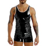 Men's Leather Block Backless Skin-Tight Jockstraps / Sexy Short Exotic Bodysuit Clubwear