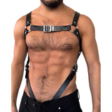 Men's Leather Fetish Body Harness / Sexy Suspenders for Pents With Metal Clips