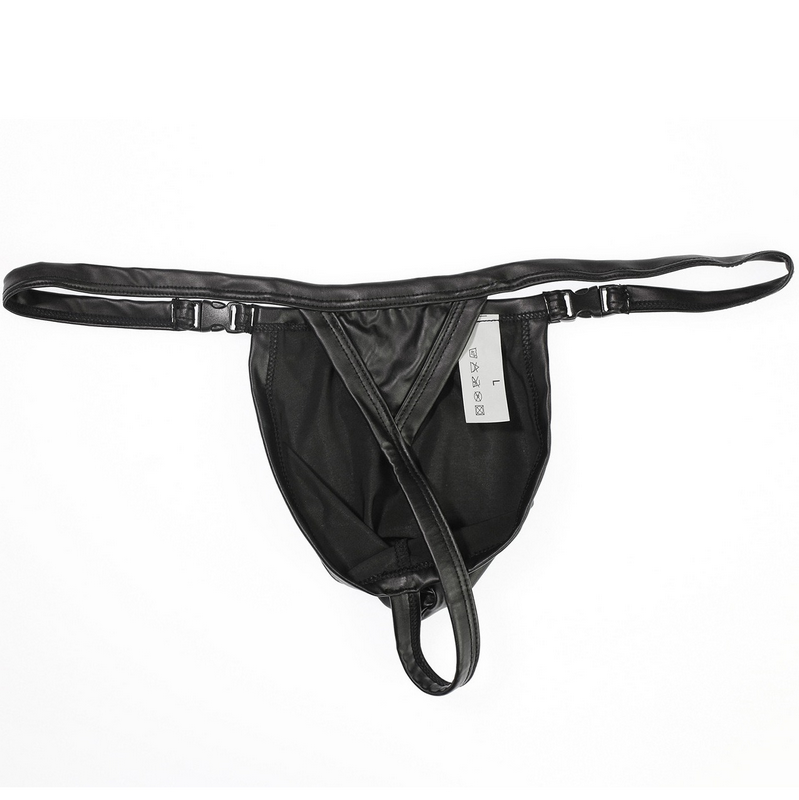 Men's Low Rise Pouch Briefs with Buckles / Male Black Thong / Sexy Underwear for Men - EVE's SECRETS