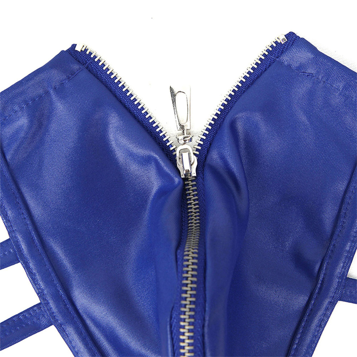 Men's Low Waist PU Leather G-string Briefs / Sexy Hollow Out Open Butt Zipper Thong Underwear - EVE's SECRETS
