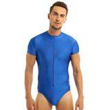 Men's Lycra Front Zipper Dance Bodycon Bodysuit / High Cut Gymnastics Leotard Swimwear Costume - EVE's SECRETS
