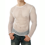 Men's Mesh Long Sleeve O-Neck Summer Top / Sexy Fishnet See Through Clubwear - EVE's SECRETS