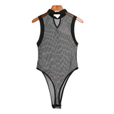 Men's Mesh Patchwork Sleeveless Bodysuit / Sexy Male  See Through Thin Romper - EVE's SECRETS