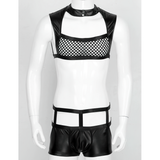 Men's Naughty Officer Cosplay Costume / Fishnet Front Crop Top with Hollow Out Waist - EVE's SECRETS