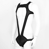 Men's One-Piece Shiny Metallic Underwear / Wide Shoulder Strap Bulge Pouch Male Rave Clubwear - EVE's SECRETS