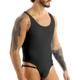 Men's One-Piece Sleeveless Leotard Bodysuit / High Cut Underwear Lingerie Swimwear