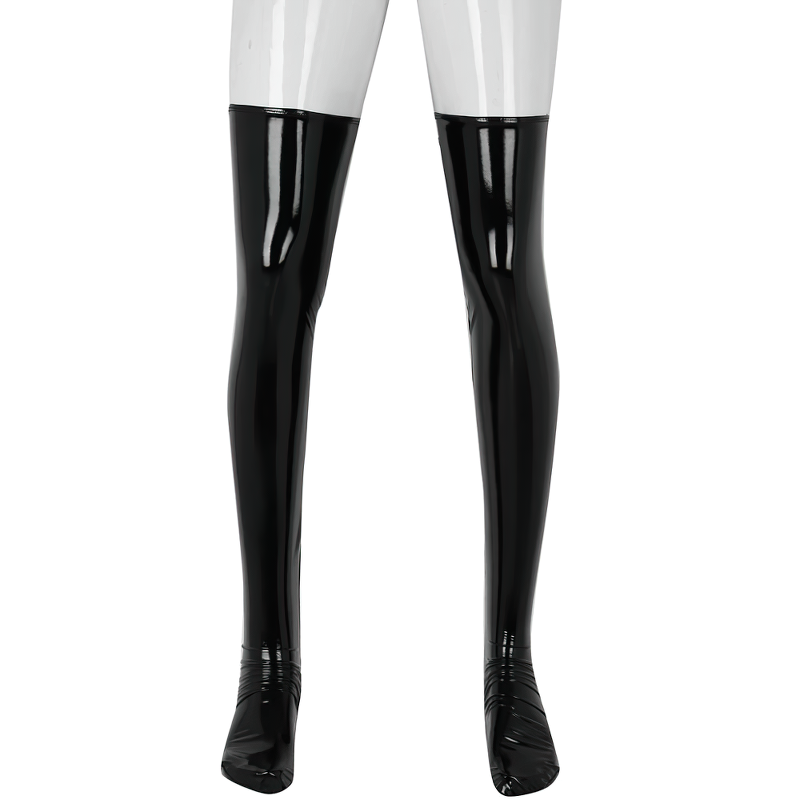 Men's Patent Leather Bodysuits With Lace Headband & Stockings / Male Sissy Maid Lingerie for Cosplay - EVE's SECRETS