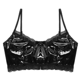 Men's Patent Leather Crop Top with Lace / Sleeveless Clubwear in Gothic Style / Rave Underwear - EVE's SECRETS