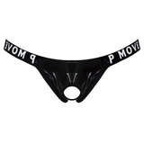 Men's Patent Leather Hollow Out Shorts / G-String Letter Waistband Underwear For Men - EVE's SECRETS