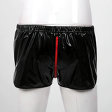 Men's Pole Dance Clubwear Rave Shorts / Elastic Waistband Wet Look Zipper Crotch Short Pants - EVE's SECRETS