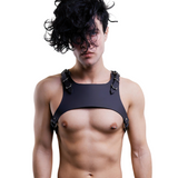 Verstellbarer Taillengurt für Herren aus PU-Leder / männlicher Brust-Schultergürtel mit Schnallen und Riemen 