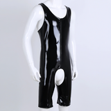 Men's PU Leather Wetlook Bodysuit / Sexy Gay Crotchless Cut Out Body Stocking - EVE's SECRETS