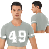 Men's Round Neck Club T-Shirt / Number Printing Gym Sportswear Male Crop Top - EVE's SECRETS