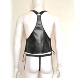 Men's Sexy Black Vest and Briefs in BDSM Style / Male PU Leather Fetish Outfits - EVE's SECRETS