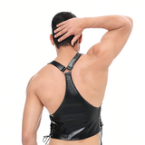 Men's Sexy Black Vest and Briefs in BDSM Style / Male PU Leather Fetish Outfits - EVE's SECRETS